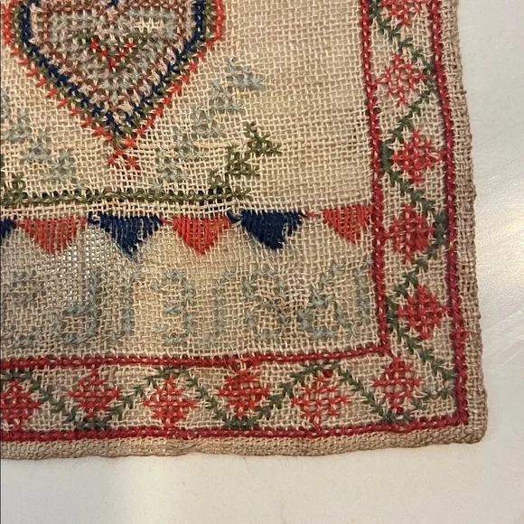 Charming Embroidered Alphabet Sampler 1861 - Picture 2 of 5